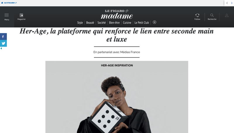 LE FIGARO: "Her-Age, a platform that strengthens the link between second hand and luxury."