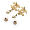 Chanel CC Gold Plated Faux Pearl Swing Push Back Earrings Secondhand