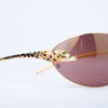 Secondhand Cartier Panthère Rimless Sunglasses in Gold with Burgundy Gradient Lenses and Case