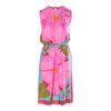 second hand Ken Scott Vintage Pink Floral Silk Midi Dress with Tassel Belt - '80s