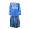 second hand Yves Saint Laurent Top And Blue Floral Silk Skirt Set