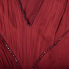 Secondhand Roberto Cavalli Crystal-embellished Plissé Silk-blend Georgette Gown In Claret- '20s