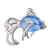 Secondhand Vintage Sterling Silver Blue Crystal Fish Brooch - '60s