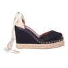 Secondhand Marc Jacobs Black Studded Espadrille Wedges with Ankle Ribbon Ties - '10s