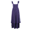 Secondhand Miu Miu Long Purple Sleeveless Dress with Ruffle Straps and Tiered Pleated Skirt - '10s