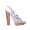 Secondhand Casadei Lavender Leather Platform Sandals with Sculpted Wooden Heel - '10s