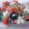 Vintage Giardinetto Multi-Gem Diamond, Coral & Pearl Flower Basket Brooch