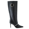 Secondhand Salvatore Ferragamo Black Cutout Leather Eyelet Knee Boots - '10s