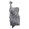 Secondhand Redemption Gray one-shoulder cocktail dress with draping - '10s