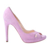 Secondhand Casadei Pink Suede Peep Toe Platform Pumps -'10s