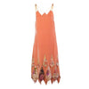 Secondhand Vintage Coral Velvet Beaded Handkerchief-Hem Evening Dress - ’30s
