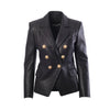 Secondhand Balmain Black Leather Double-Breasted Blazer - '20s