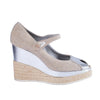 Secondhand Hogan Linen & Silver Wedge Espadrilles -'10s