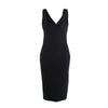 Secondhand Victoria Beckham Draped-Neck Black Stretch-Jersey Zip-Back Midi Dress – ’10s