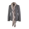 Secondhand Weber Grey Virgin Wool & Cashmere Rabbit Fur Trim Tailored Blazer - '00s
