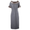 Secondhand Collection Privée Gray Wool Blend Dress With a Faux Fur Collar And Cuff - '00s