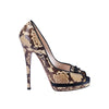 Secondhand Casadei Python Peep Toe Platform Pumps - '10s