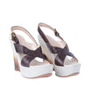 Secondhand Casadei Brown Crocodile Effect Leather Wedge Sandals - '10s
