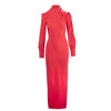 Secondhand Alessandra Rich Coral Red Embellished Shoulder Maxi Dress - '20s