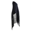 Secondhand Hermès Black Cashmere & Leather Fringe Shawl -'00s