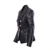 Secondhand Balmain Black Leather Double-Breasted Blazer - '20s