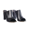 Secondhand Celine Black Leather Flat Slides With Gold-Tone Details - '10s