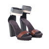 second hand Brunello Cucinelli Green Brown Colorblock Platform Sandal -