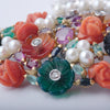 Vintage Giardinetto Multi-Gem Diamond, Coral & Pearl Flower Basket Brooch