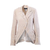 Secondhand Ann Demeulemeester Ivory Asymmetric Stand Collar Suede-Effect Blazer - '00s
