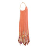 Secondhand Vintage Coral Velvet Beaded Handkerchief-Hem Evening Dress - ’30s