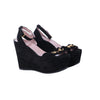 Secondhand Gucci Black Suede Horsebit Platform Ankle Strap Wedges - '10s