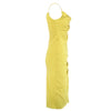 Secondhand Anna Molinari Lime Yellow Draped Midi Dress - '00s