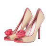 Secondhand Prada Raffia & Patent Leather Peep-Toe Pumps - '00s
