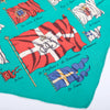 Secondhand Hermès Pavois Green Silk Carré Scarf By Philippe Ledoux