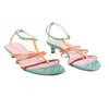 Secondhand Dolce & Gabbana Multicolor Strap Sandals with Low Kitten Heel - '10s