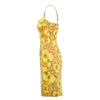 Secondhand Dolce & Gabbana Yellow Floral Silk Midi Dress - '00s