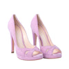 Secondhand Casadei Pink Suede Peep Toe Platform Pumps -'10s