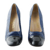Secondhand Chanel Blue Snake-Embossed Leather Heels - '10s