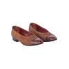 second hand Brown Leather Ballet Flats With Croc-Effect Toe