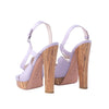Secondhand Casadei Lavender Leather Platform Sandals with Sculpted Wooden Heel - '10s