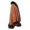 second hand Adrienne Landau Vintage Brown Embroidered Suede & Fox Fur Cape