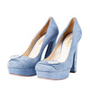 Secondhand Prada Light Blue Suede Pumps - '10s