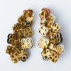 Secondhand Bulgari Gold, Coral, Onyx & White Agate Earrings - '90s
