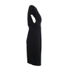 Secondhand Hermès Black Draped Jersey Dress with Oversized Silver Hook Buckle – ’00s