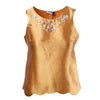 Secondhand Miu Miu Gold Silk Top with Embellished Neckline - '00s