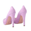 Secondhand Casadei Pink Suede Peep Toe Platform Pumps -'10s