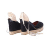 Secondhand Marc Jacobs Black Studded Espadrille Wedges with Ankle Ribbon Ties - '10s