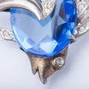 Secondhand Vintage Sterling Silver Blue Crystal Fish Brooch - '60s
