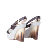 Secondhand Casadei Brown Crocodile Effect Leather Wedge Sandals - '10s