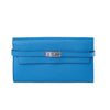 Secondhand Hermès Bleu Zanzibar Kelly Long Wallet Chevre Leather Palladium Hardware